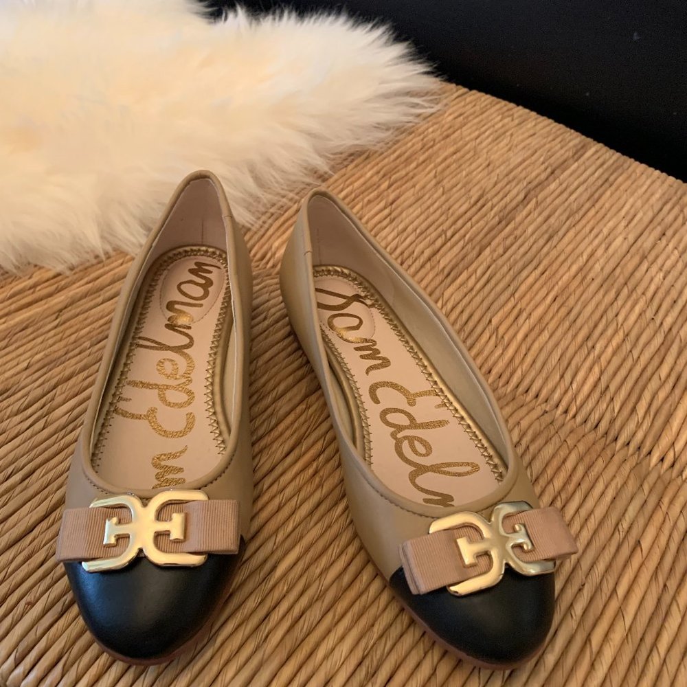 Sam Edelman Mage black and tan leather flat
